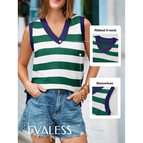 Women Sweater Vest V Neck Knit Sleeveless Tunic Casual Fall 2025 Outfits - Picture 5 of 5